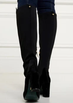 Albany Heeled Boots - Black Suede