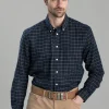 Aldeburgh Tailored Shirt - Navy, Red and Ecru Check