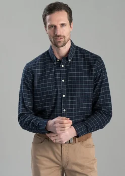 Aldeburgh Tailored Shirt - Navy, Red and Ecru Check