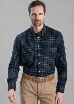 Aldeburgh Tailored Shirt - Navy, Red and Ecru Check