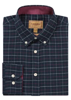 Aldeburgh Tailored Shirt - Navy, Red and Ecru Check