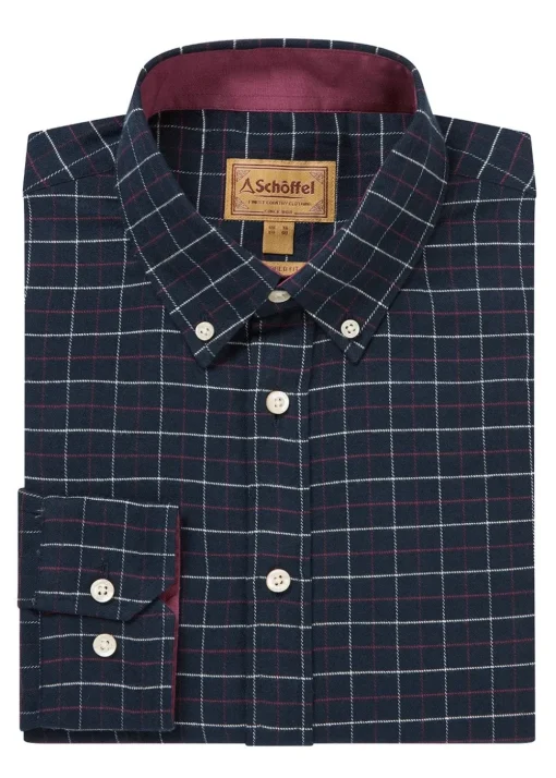 Aldeburgh Tailored Shirt - Navy, Red and Ecru Check