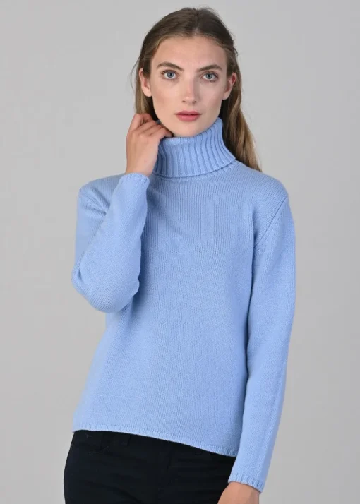 Amelia Cashmere Roll Collar - Hyacinth