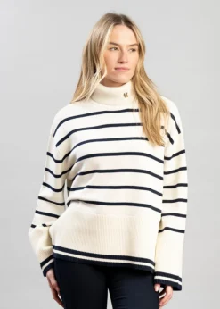 Antonia Roll Neck Knit - Natural Stripe