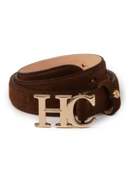 Atelier Slim Logo Belt - Chocolate Suede