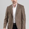 Bamburgh Tweed Jacket - Shepherds Check in Wine, Olive and Brown