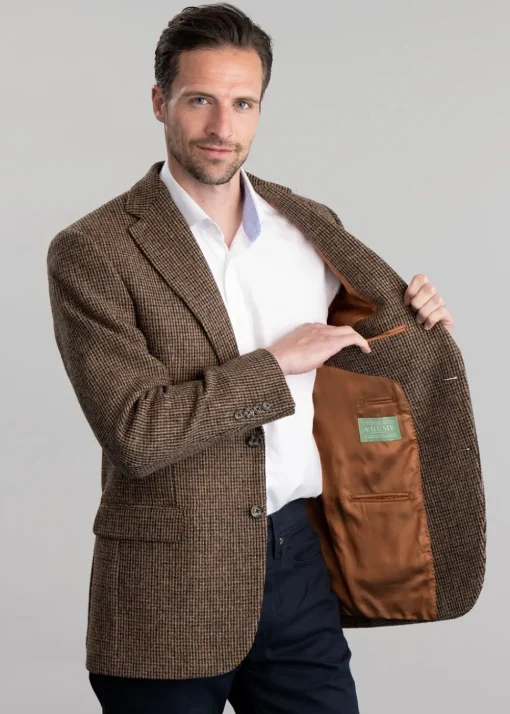 Beal Harris Tweed Jacket - Brown and Olive Shepherds Check