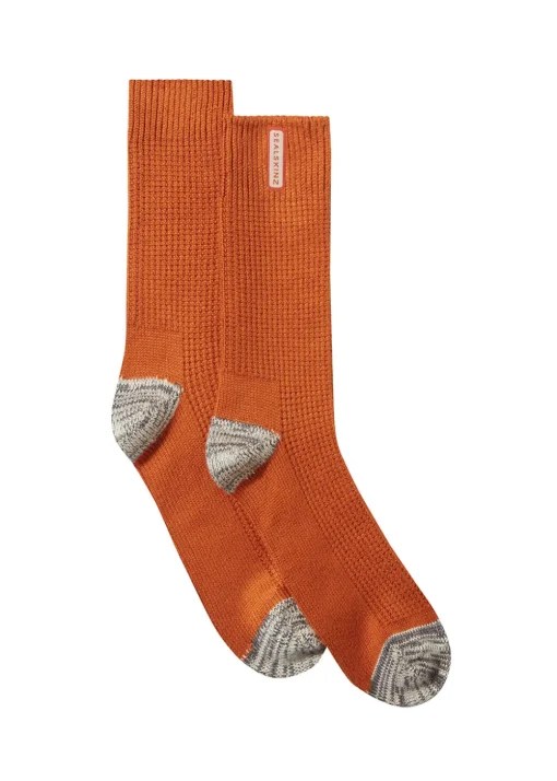Bradenham Bamboo Mid Length Lightweight Waffle Knit Socks - Orange