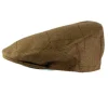 Branxton Tweed Cap - Almond Brown Herringbone with Green and Red Overch
