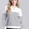Breton Rib Half Zip Sweatshirt - Eggshell