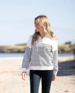Breton Rib Half Zip Sweatshirt - Eggshell