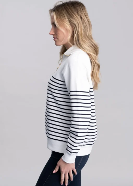 Breton Rib Half Zip Sweatshirt - Eggshell