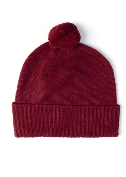 Briar Cashmere Pom Pom Beanie - Damson
