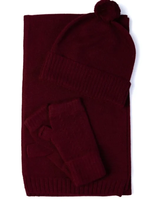 Briar Cashmere Pom Pom Beanie - Damson