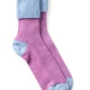 Briar Stripey Cashmere Socks - Coast and Neon Rose