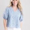 Broderie Anglaise Shirt - Dove Blue
