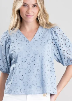 Broderie Anglaise Shirt - Dove Blue