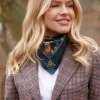Caledonia Medium Silk Scarf - Navy