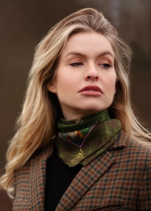 Caledonia Medium Silk Scarf - Moss Green