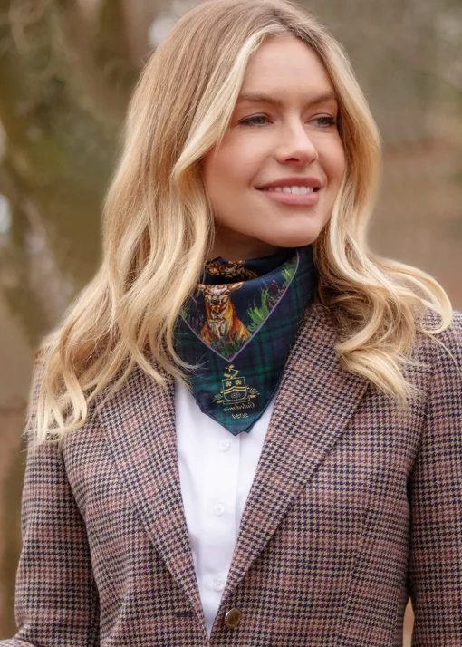 Caledonia Medium Silk Scarf - Navy