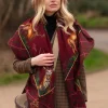 Caledonia Wool Silk Shawl Scarf - Holly Berry
