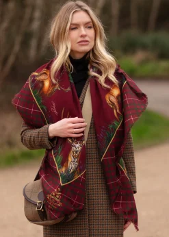 Caledonia Wool Silk Shawl Scarf - Holly Berry