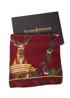 Caledonia Wool Silk Shawl Scarf - Holly Berry