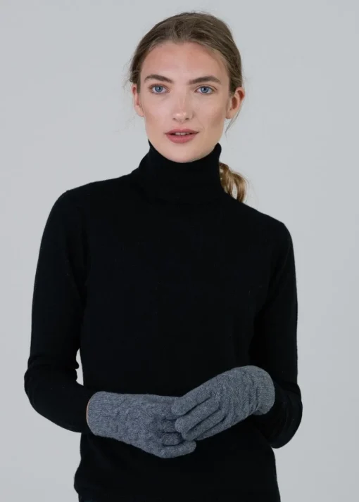 Cashmere Cable Gloves - Derby Grey