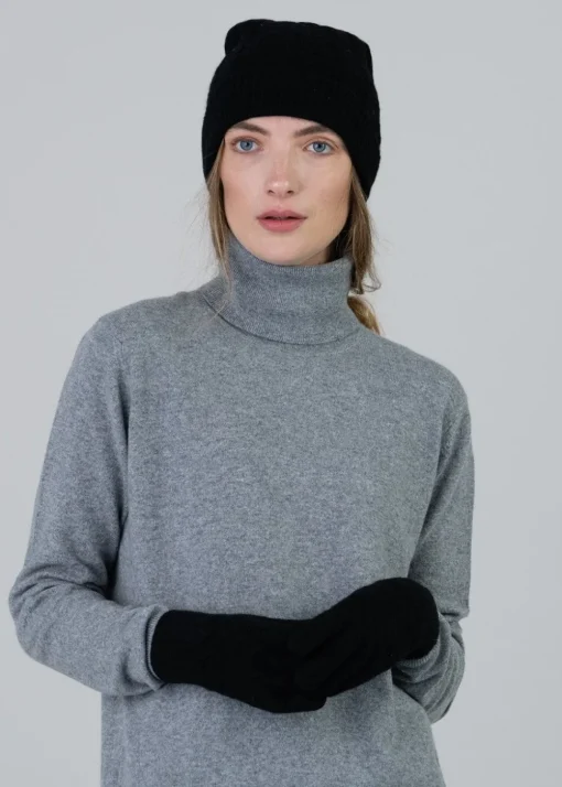 Cashmere Cable Gloves - Black