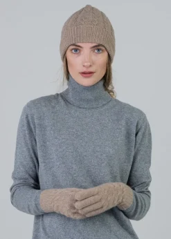Cashmere Cable Gloves - Dark Natural