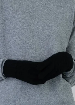 Cashmere Cable Gloves - Black