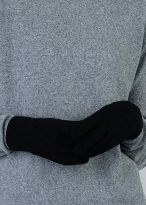 Cashmere Cable Gloves - Black