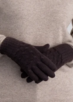 Cashmere Cable Gloves - Ebony