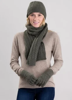 Cashmere Cable Gloves - Loden Mix