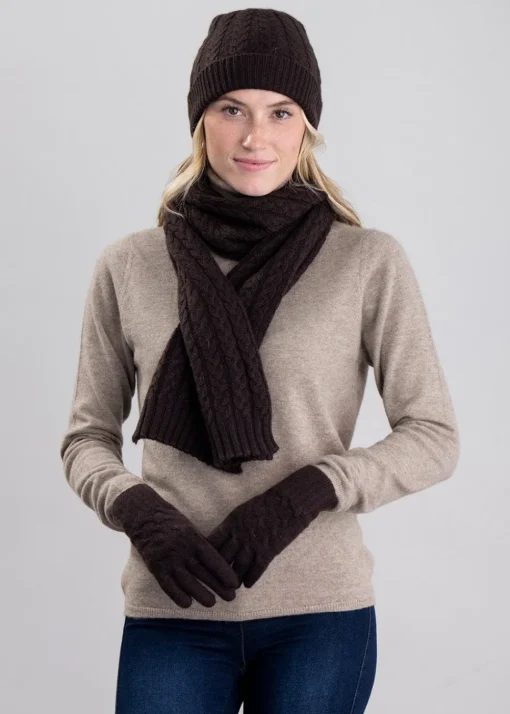 Cashmere Cable Gloves - Ebony