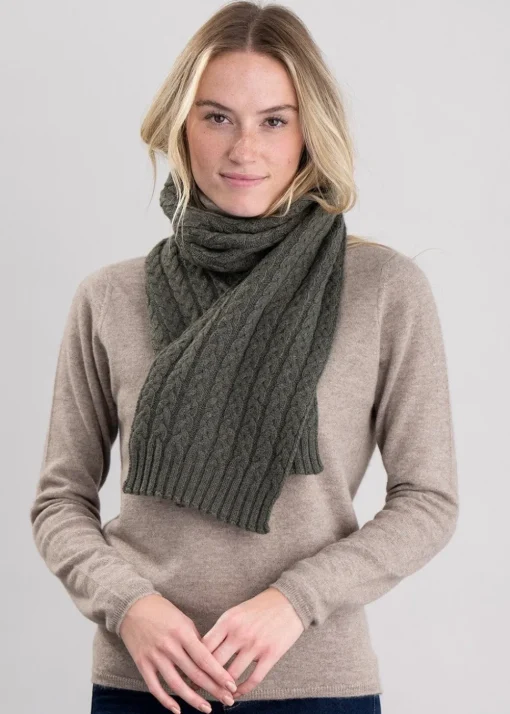 Cashmere Cable Scarf - Loden Mix