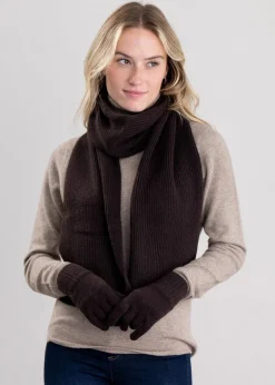 Cashmere Ribbed Scarf - Ebony