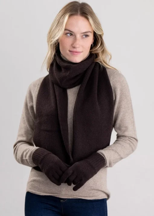 Cashmere Ribbed Scarf - Ebony