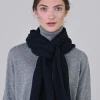 Cashmere Ribbed Scarf - Navy