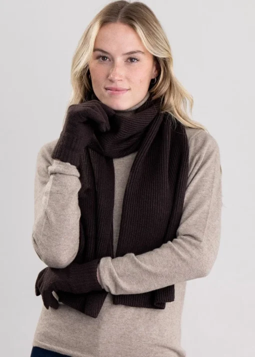Cashmere Ribbed Scarf - Ebony