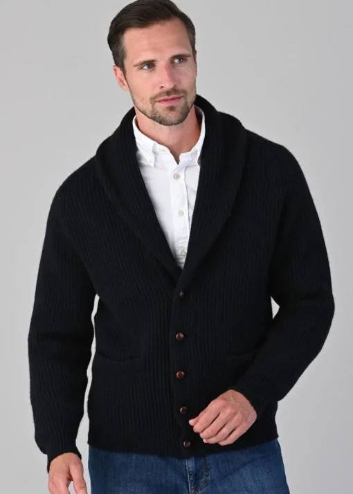 Cashmere Windsor Shawl Jacket - Navy