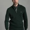 Casual Cotton Half Zip - Tartan Green