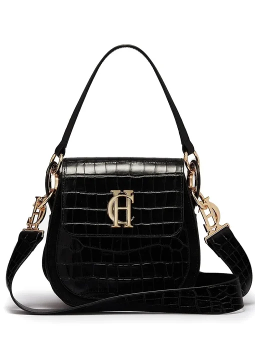 Chelsea Saddle Bag - Black Croc