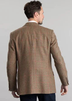 Chillingham Tweed Jacket - Oatmeal, Brown and Olive Gunclub Check with Burgundy