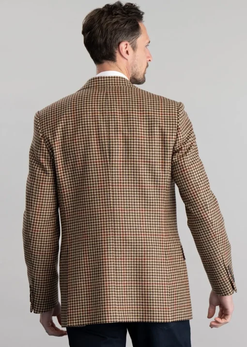 Chillingham Tweed Jacket - Oatmeal, Brown and Olive Gunclub Check with Burgundy