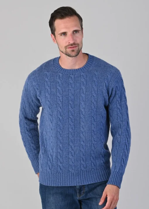 Chirnside 4 Ply Cashmere Crew - Lapis