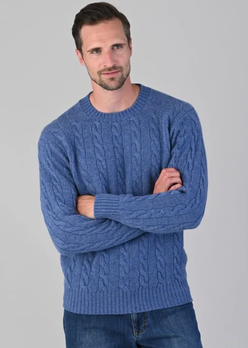Chirnside 4 Ply Cashmere Crew - Lapis