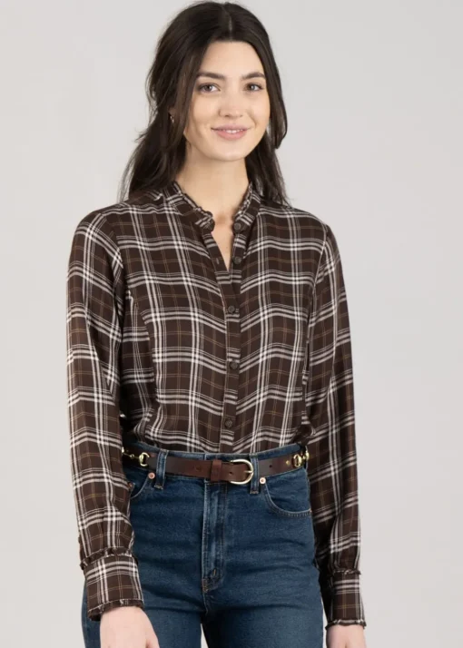 Clarion Blouse - Mole Plaid