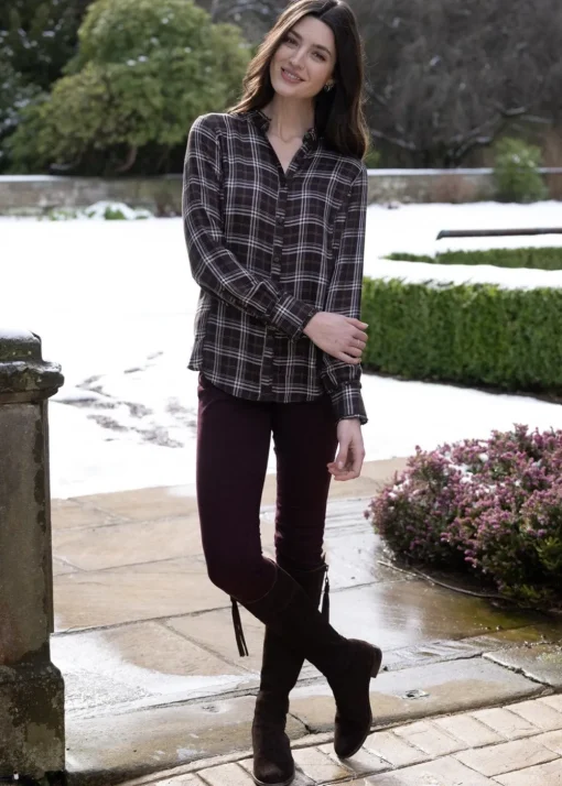 Clarion Blouse - Mole Plaid