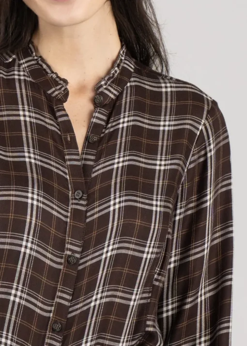Clarion Blouse - Mole Plaid